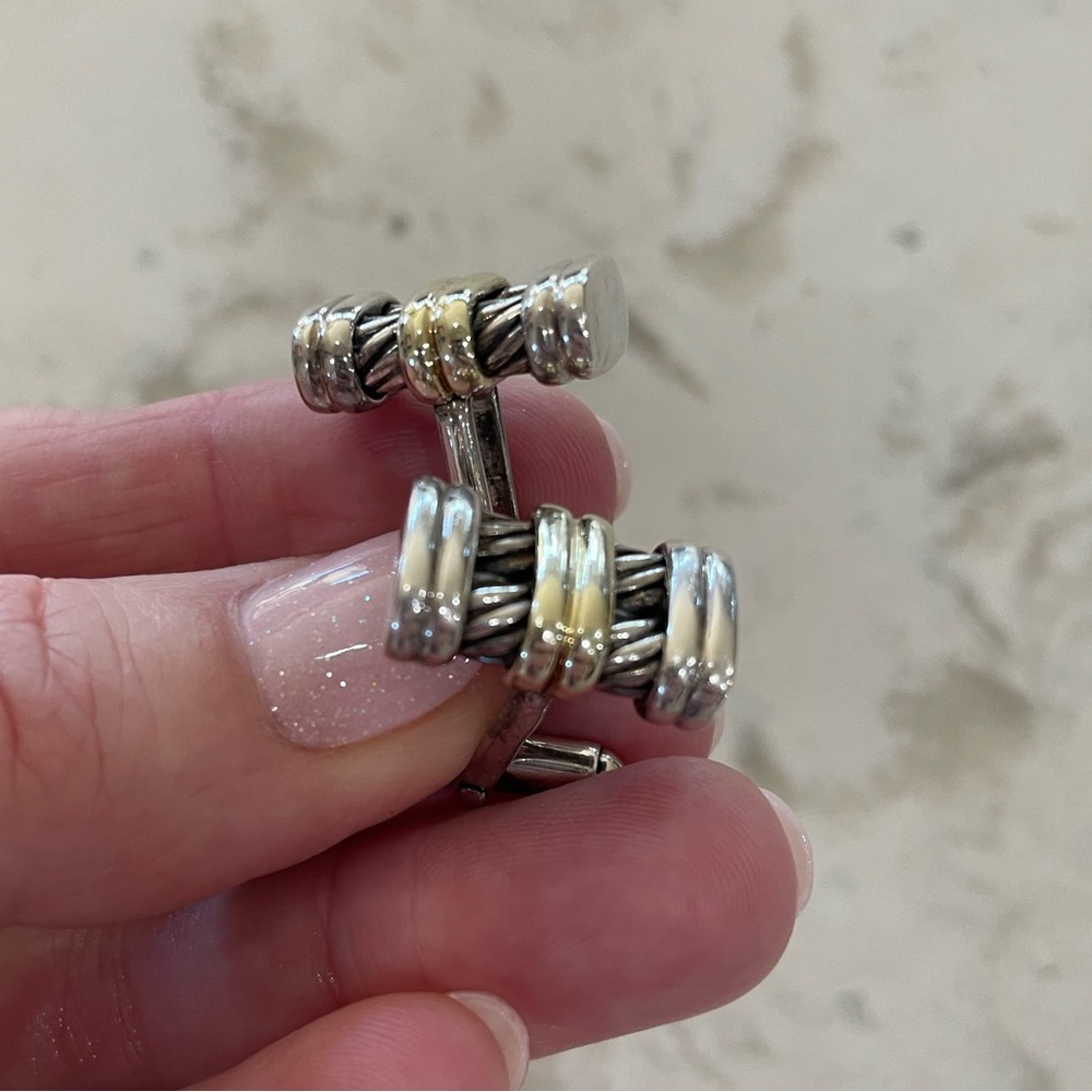 David Yurman Gold and Silver Cable Cufflinks